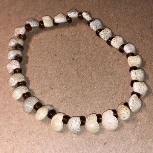 Seashell and Brown Bead Bracelet